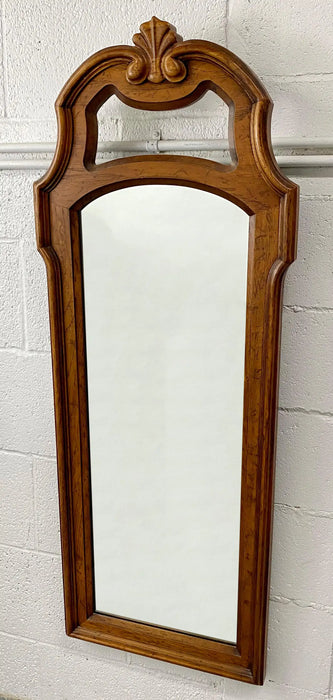 French Provincial Style Pine Wood Wall Tall Mirror by Drexel, a Pair