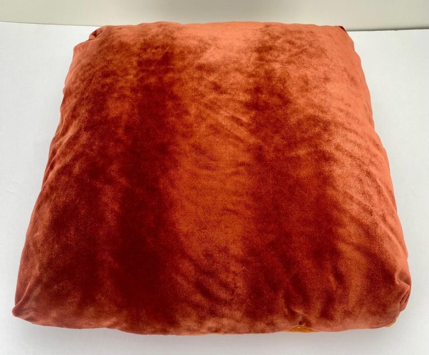 Boho Chic Vintage Tribal Kilim Square Large Pillow in Orange Pumpkin, a Pair