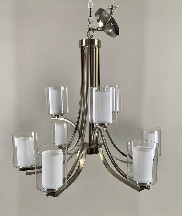 Modern Candle Style Chrome Chandelier - 9 Arms