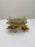 Mid-Century Modern White Frosted Lucite Flower Candle Holder with Gold Leaves