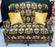 Italian Rococo Revival Style Settee or Sofa with Heraldic Motif in Black & Beige