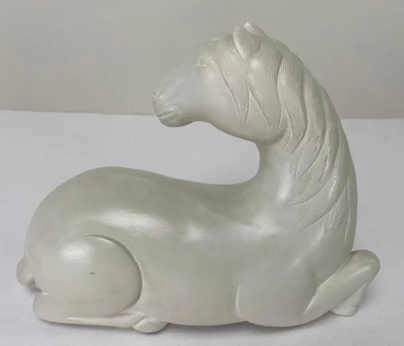 Equestrian White Horse Statue Clay Sculpture