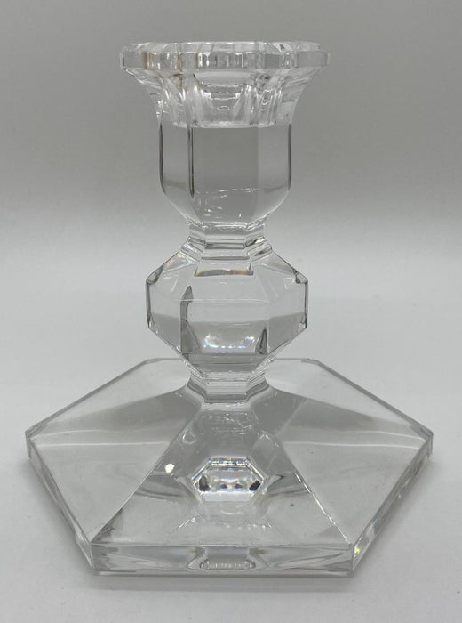 Art Deco Style Clear Crystal Candlesticks Holder, a Pair