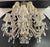 French Regency Style Crystal with Gold Frame Chandelier, Custom Shades, 12 arms