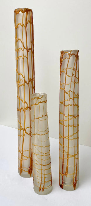 Modern Kintsugi Style Frosted Glass Vase, a Set of 3