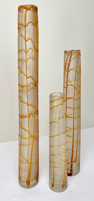 Modern Kintsugi Style Frosted Glass Vase, a Set of 3