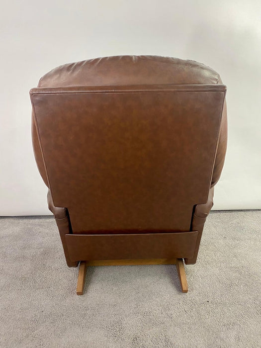 Mid-Century Brown Leather Tufted Reclining Club Chair