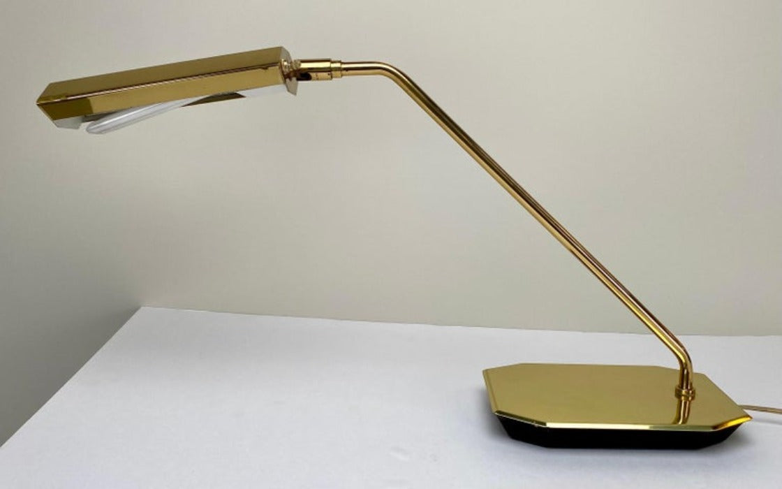 Mid-Century Modern Rare Koch & Lowy adjustable Pharmacy Brass Desk Lamp, a Pair