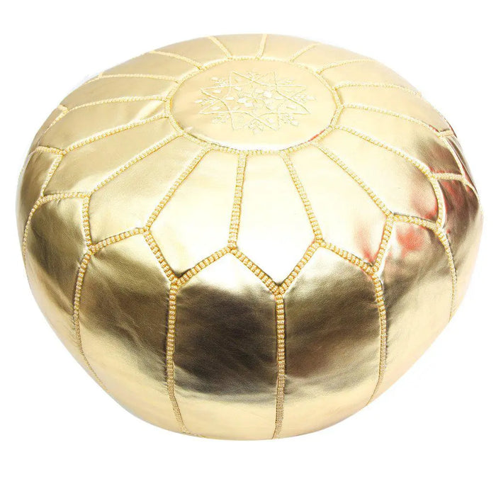 Moroccan Handmade Gold Pouf or Ottoman, a Pair