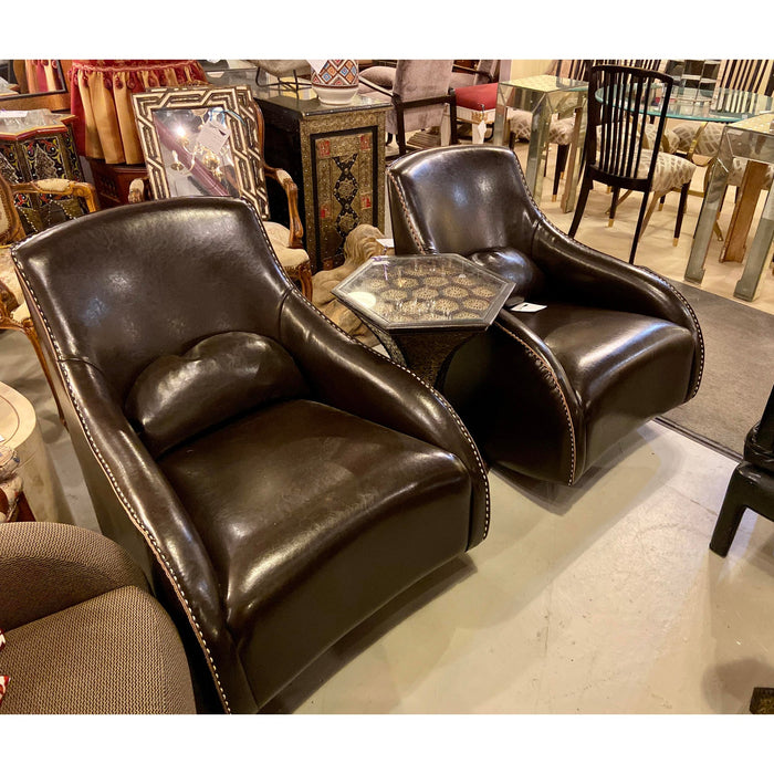 1990s Vintage Leather Rocking Chairs- A Pair