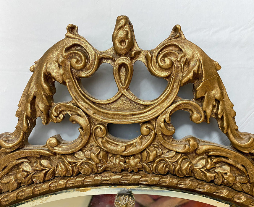 19th Century French Belle Epoque Gilded Circular Etched Glass Mirror