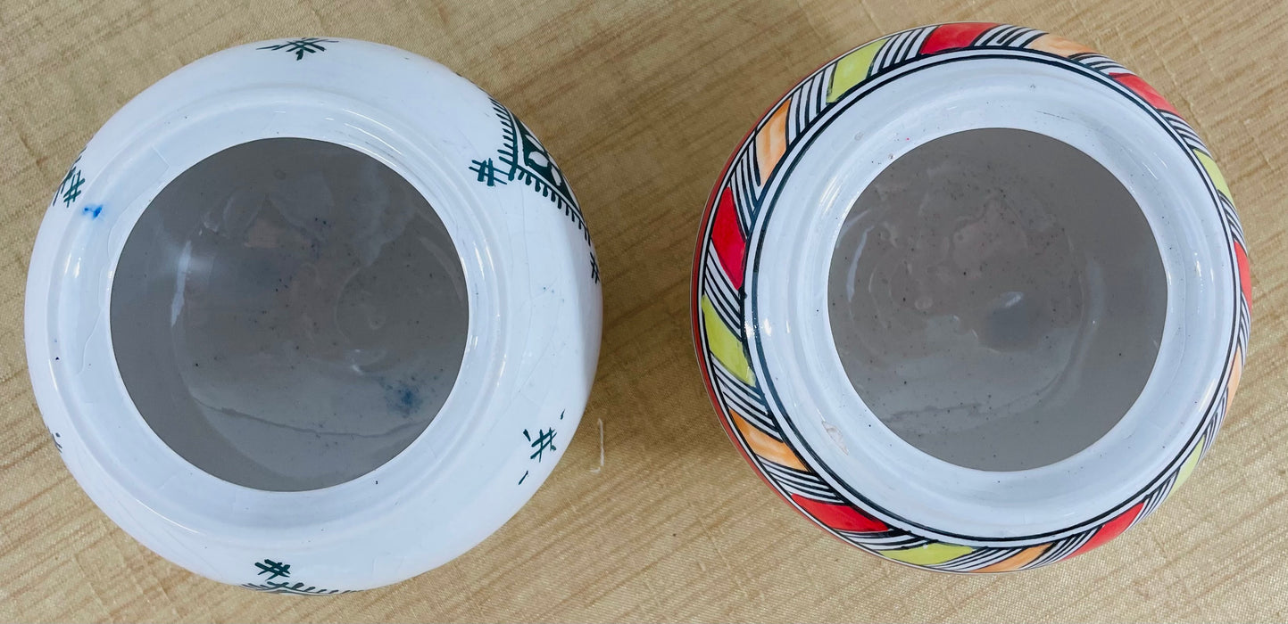 Lidded Ceramic Sugar Bowls, a Pair