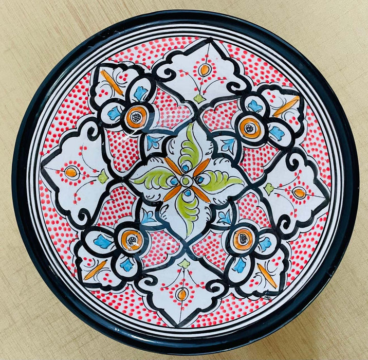 Vintage Tribal Moroccan Pottery Serving or Decorative Bowls, Set of 2