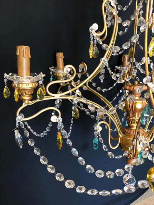 Neoclassical Handcrafted Italian Gilt Metal and Crystal Chandelier by Alba Lamp