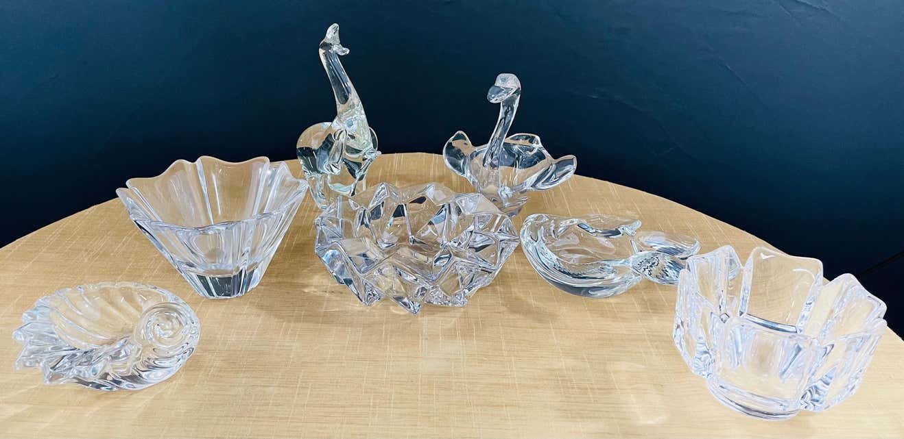 Crystal Small Dishes or Ashtrays, a Set of 7