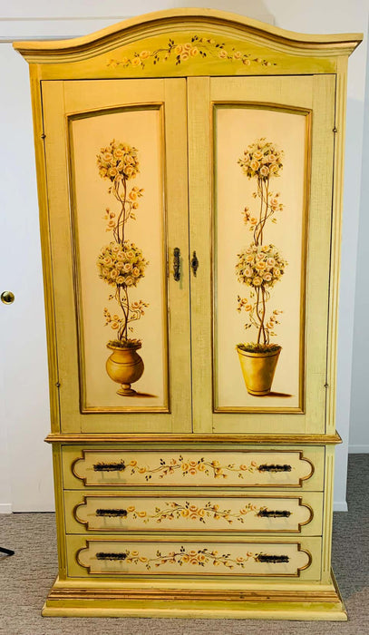 French Provincial Hand painted Armoire or Cabinet