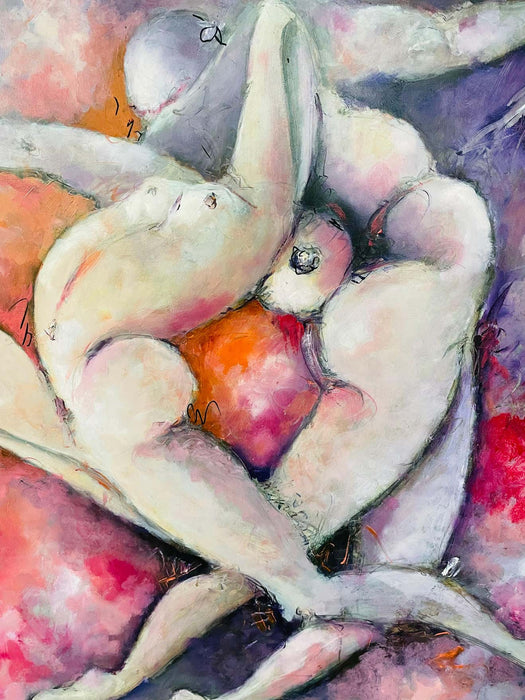 Marcello Reboani Abstract Nude Oil on Canvas Painting