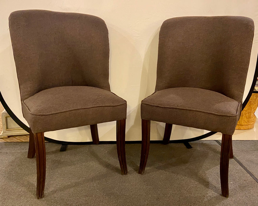 Side or Desk Chair Mid-Century Modern Style in a Fine Gray Upholstery, a Pair