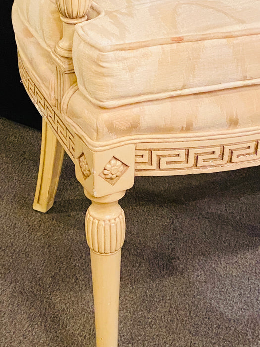 Swedish Paint Decorated Greek Key Design Desk, Arm, Bergere Chair