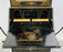 Chinoiserie Style Carved Black Lacquer Secretary Desk, Bookcase, Cabinet
