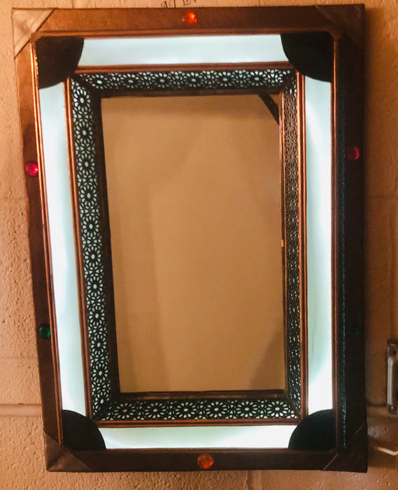 Lighted Art Deco Moroccan Style Vanity Mirror or Wall Mirror