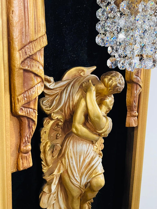 Italian Neoclassical Style Framed Man and Woman Kissing Statue / Sconce, a Pair