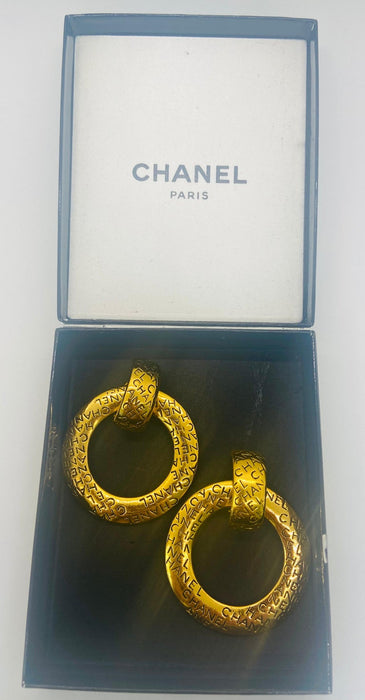 Chanel Vintage Detachable Gold Toned Hoop Earrings
