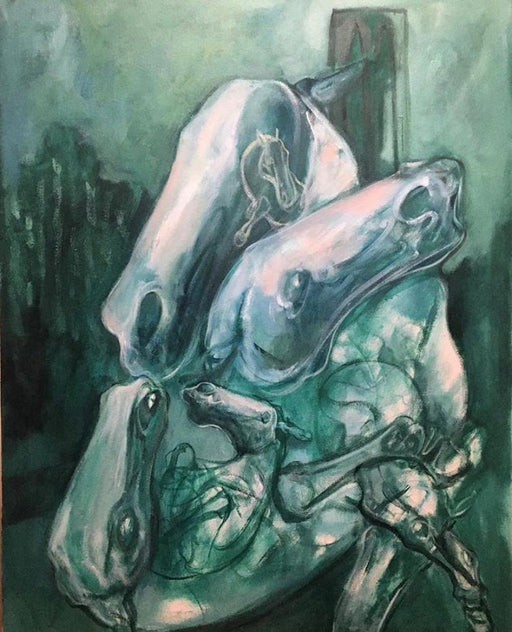 Green Dreams in a Grey City, Oil on Canvas