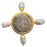 Elizabeth Locke Silver Saanian Roman Coin Sea Pearl 18k Gold Frame Pin or Brooch