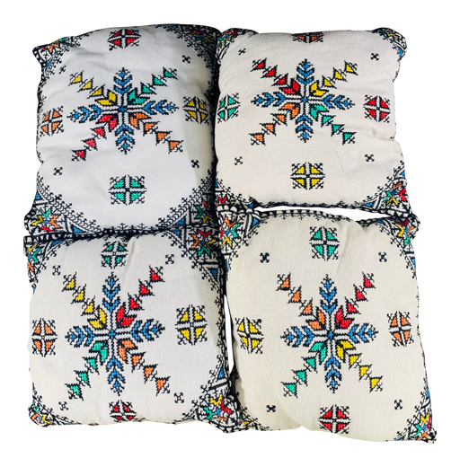 Hand Embroidered Boho Chic Small Pillows, Set of Four