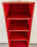 Julian Schnabel Leather Tooled Red Cabinet or Bookcase, Pair