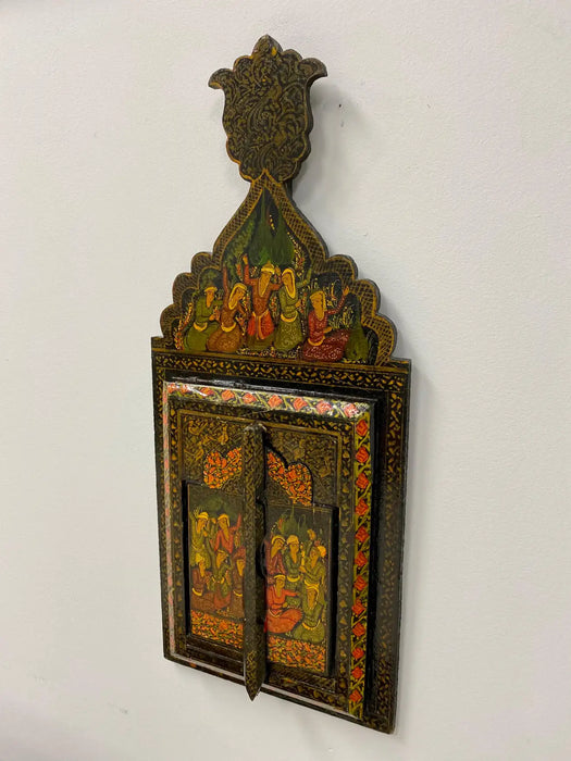 Antique Persian Qajar Wall mirror Hand painted with Two Doors