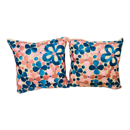 Rabati Light Pink and Turquoise Pillow Handmade in Morocco, a Pair