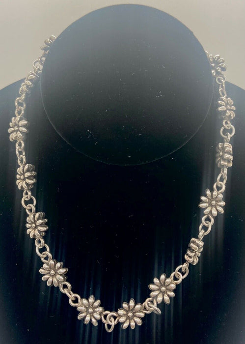Philippe Audibert Paris Silver Plated Metal Flower Choker Necklace