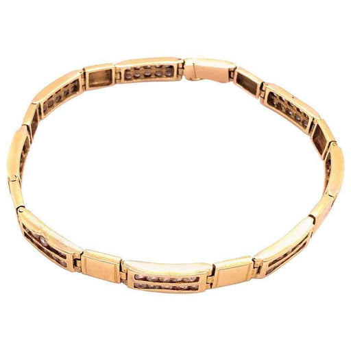 18 Karat Yellow Gold Fancy Link Bracelet with Diamonds