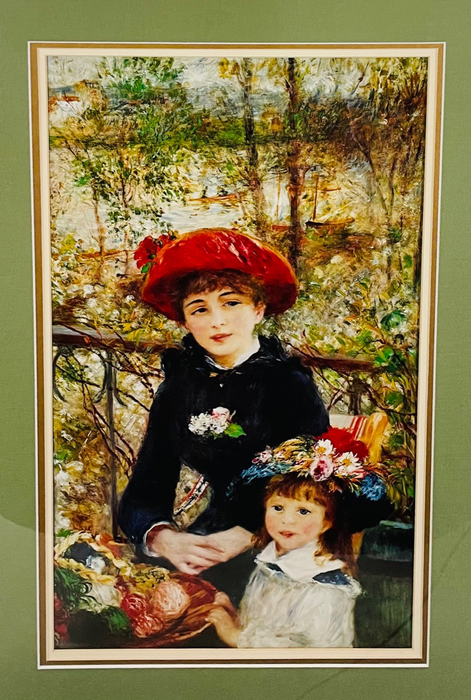 Vintage Portrait of Woman and Daughter Print Matted and Framed