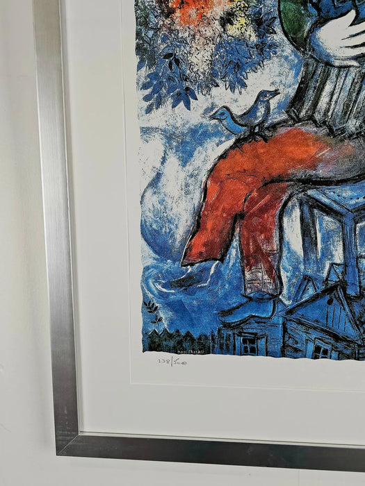 Marc Chagall Serigraph 'Blue Violinist', Facsimile Signed, Numbered and Framed