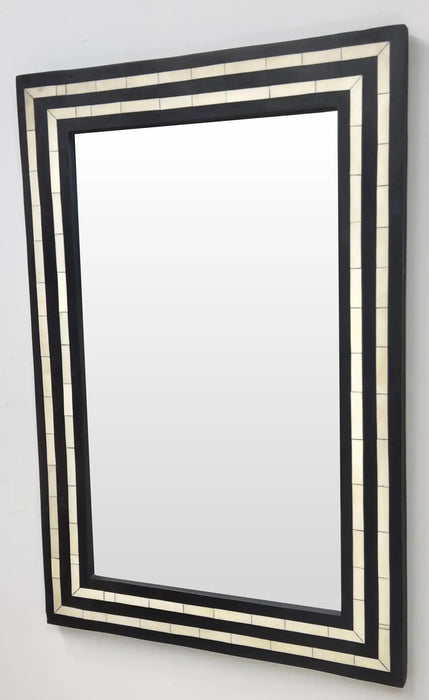 Art Deco Style Black and White Resin Wall or Console Mirror