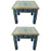Boho Chic Style Moroccan Blue & Silver Rectangular Side or End Table, Pair