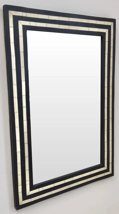 Art Deco Style Black and White Resin Wall or Console Mirror