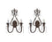 French Louis XV Style Wrought Iron & Crystal Two Arm Wall Sconce, a Pair