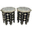 Moroccan Black & White Bone with Filigree Inlay Octagonal End Table, a Pair