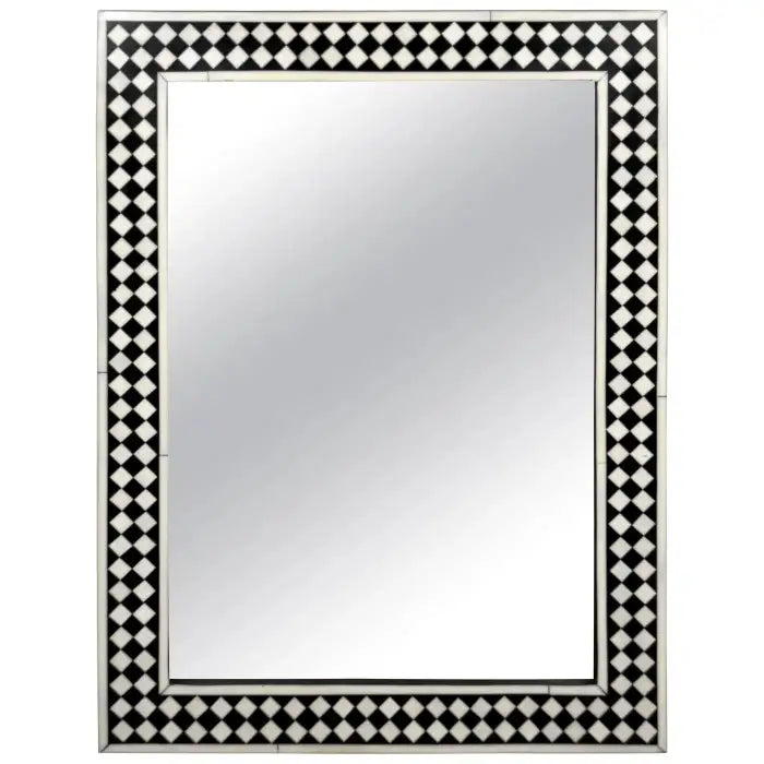 Art Deco Style Black & White Resin in Diamond design Mirror & Console, Set of 2