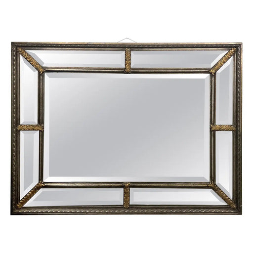 Hollywood Regency Style Beveled Multi-Panel Mirror with Rope & Gilt Leaf Design