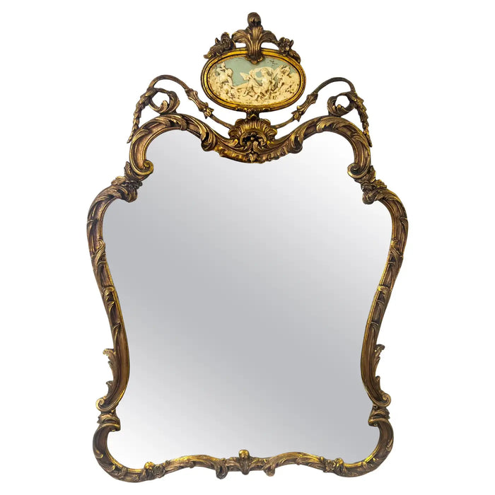 French Rococo Louis XV Style Giltwood Mantel or Wall Mirror, 19th Century