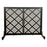 Art Deco Style Black & Bronzed Metal Two-Door & Diamond Design Fireplace Screen