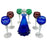 Rare Murano Glass Decanter in Cobalt Blue with Jewel-Tone StemGlasses Set, 7 Pcs