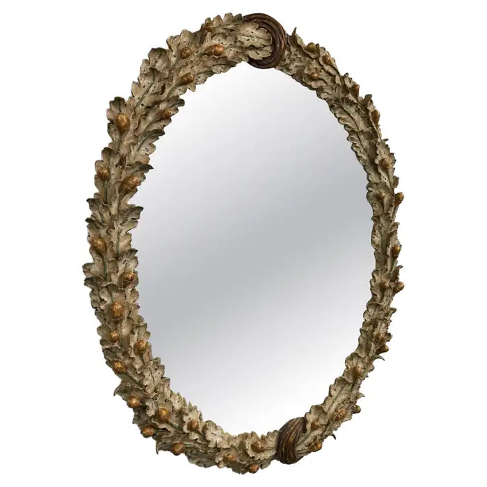 Black Forest Style Oval Oak Leaf & Acorn Mirror by Mirror Fair, Stephen Cavallo
