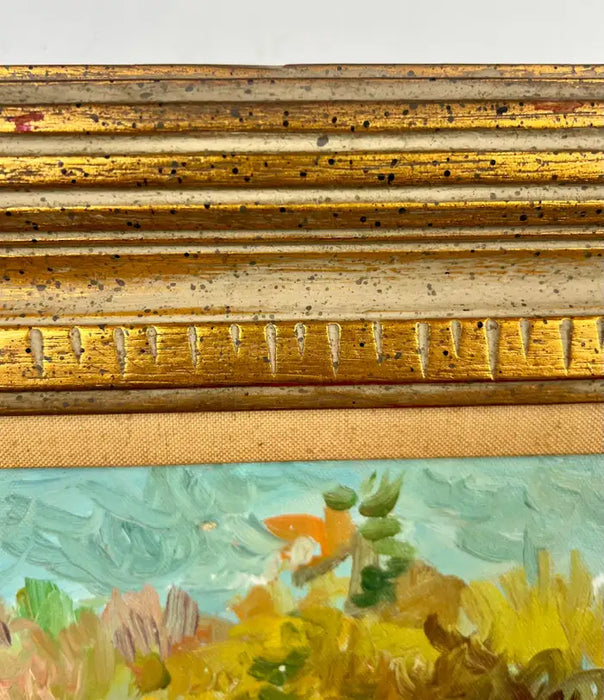 Girair Poladian Signed 1994 Landscape Oil Painting in Ornate Gilt Frame 1994