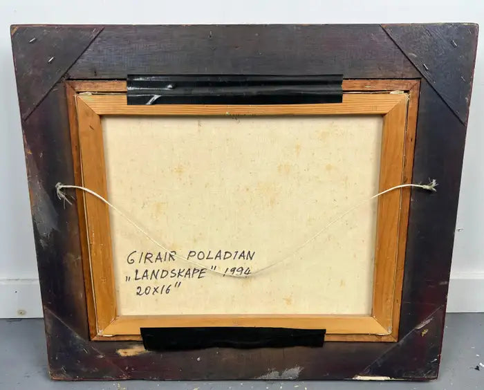 Girair Poladian Signed 1994 Landscape Oil Painting in Ornate Gilt Frame 1994